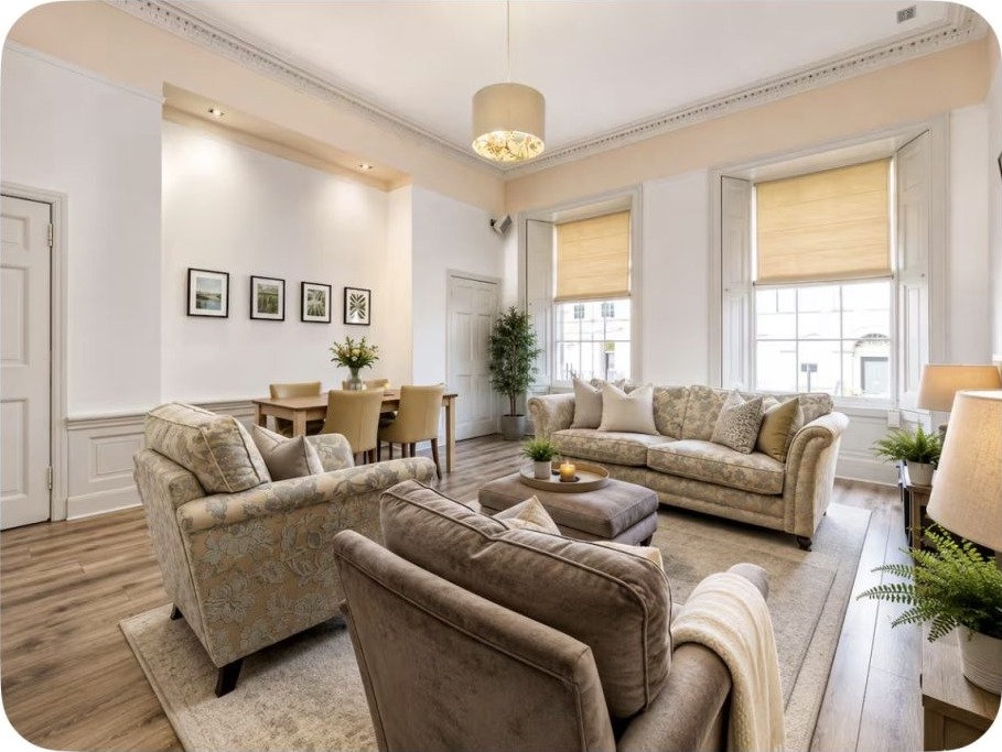 The City Apartments Edinburgh 3 New Town Apartment living room, The City Apartments Edinburgh